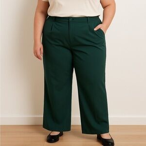 Women’s Wide Leg Trousers Green — Size XL